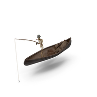Worn Skeleton Fisherman Fishing In Small Wooden Boat PNG & PSD Images