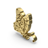 Gold Butterfly Symbol PNG & PSD Images