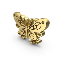 Gold Butterfly Symbol PNG & PSD Images