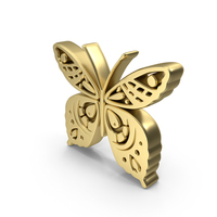 Gold Butterfly Symbol PNG & PSD Images