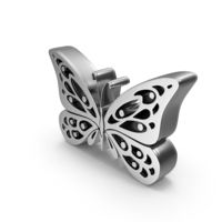 Silver Butterfly Symbol PNG & PSD Images