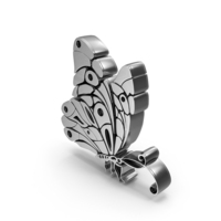 Silver Butterfly Symbol PNG & PSD Images