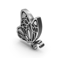 Silver Butterfly Symbol PNG & PSD Images