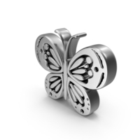 Silver Butterfly Symbol PNG & PSD Images