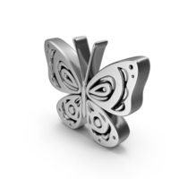 Silver Butterfly Symbol PNG & PSD Images