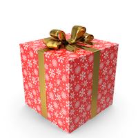 Christmas Gift With Golden Bow PNG & PSD Images