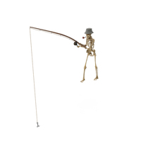 Skeleton Fisherman Fishing Standing PNG & PSD Images
