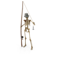 Worn Skeleton Fisherman Holding The Hook PNG & PSD Images