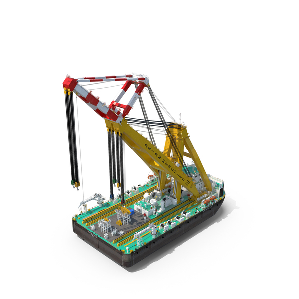 Floating Crane Ship Working Position PNG & PSD Images