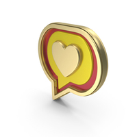 Speech Bubble Chat Message Heart Gold PNG & PSD Images