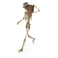 Worn Skeleton Fisherman Holding A Rusty Bucket Full With Fish Bones PNG & PSD Images