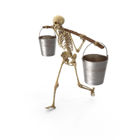 Worn Skeleton with Buckets on Shoulders PNG & PSD Images