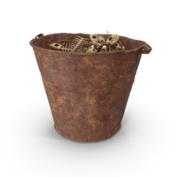 Rusty Bucket with Fish Bones PNG & PSD Images