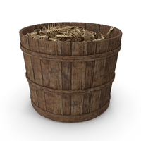 Distressed Wooden Bucket With Fish Bones PNG & PSD Images