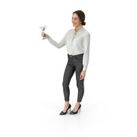 Young Smiling Businesswoman Raising A Toast With Martini Glass PNG & PSD Images