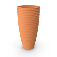 Tall Terra Cotta Pot with Ridges PNG & PSD Images