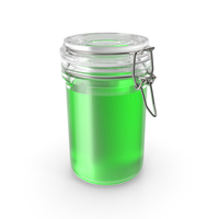 Large Round Closed Glass Jar With Green Liquid PNG & PSD Images