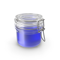 Small Round Closed Glass Jar With Blue Liquid PNG & PSD Images