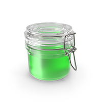 Small Round Closed Glass Jar With Green Liquid PNG & PSD Images