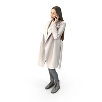 Young Woman In Winter Clothing Talks Over Phone PNG & PSD Images