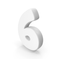 White Toon Number 6 PNG & PSD Images