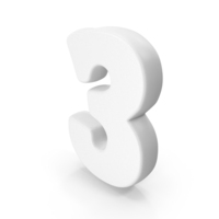 White Toon Number 3 PNG & PSD Images