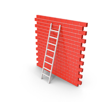White Ladder On Red Brick Wall PNG & PSD Images