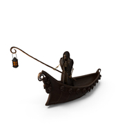 Charon Ferryman Holding A Lantern Staff On Boat At Night PNG & PSD Images
