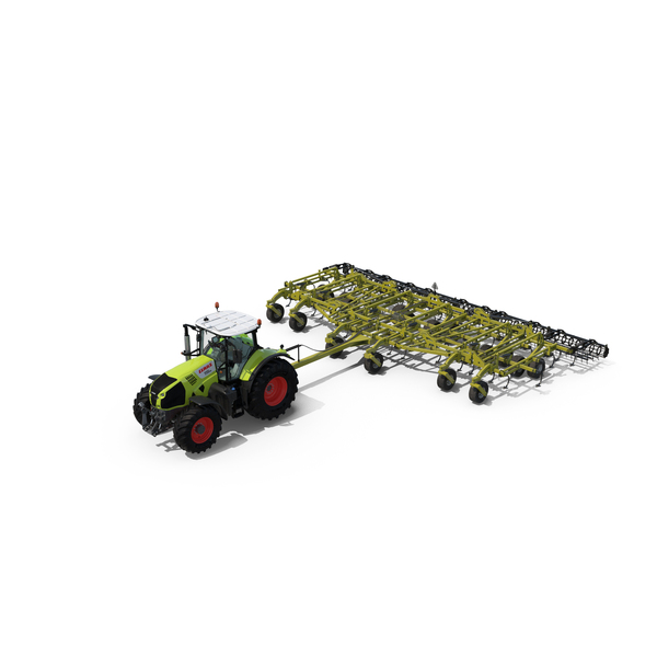 Tractor Claas Axion 800 with Seedbed Cultivator PNG & PSD Images