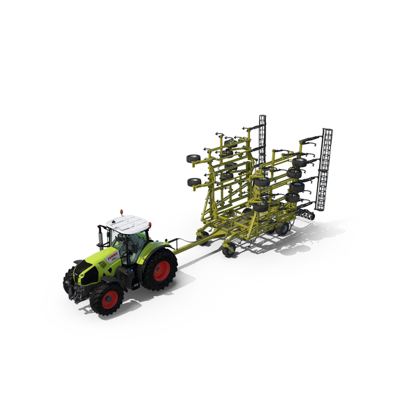 Tractor Claas Axion 800 With Seedbed Cultivator Transportation PNG & PSD Images