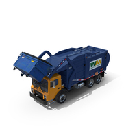 带垃圾箱蓝色PNG和PSD图像的Mack垃圾车