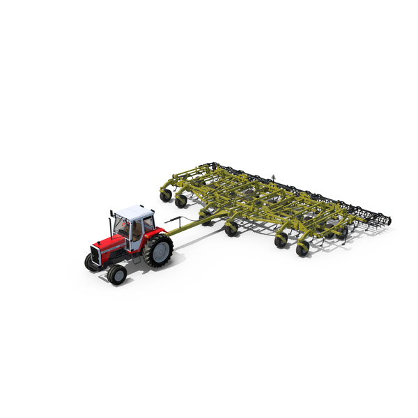 Vintage Tractor Ferguson 698 with Seedbed Cultivator PNG & PSD Images