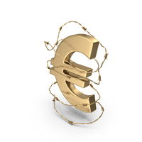 Gold Euro Symbol In Golden Barbed Wire PNG & PSD Images