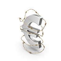 Silver Euro Symbol In Golden Barbed Wire PNG & PSD Images
