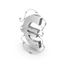 Silver Euro Symbol In Barbed Wire PNG & PSD Images
