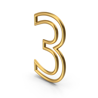 Golden Number 3 PNG & PSD Images