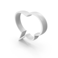 White Heart Speech Bubble Outline Symbol PNG & PSD Images