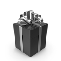 Black Gift Box With Silver Ribbon PNG & PSD Images