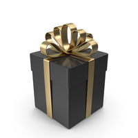 Black Gift Box With Golden Ribbon PNG & PSD Images