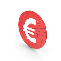Cracked Red Euro Symbol PNG & PSD Images