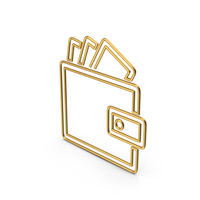 Symbol Wallet With Money Gold PNG & PSD Images