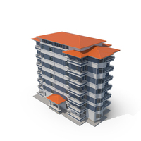 Blue Residential Building With Orange Roof PNG & PSD Images