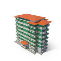 Green Residential Building With Orange Roof PNG & PSD Images