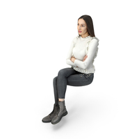 Young Girl Sitting In Casual Clothing PNG & PSD Images