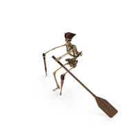 Worn Skeleton Pirate Oaring With 2 Paddles PNG & PSD Images