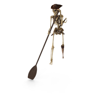 Worn Skeleton Pirate Oaring With Long Paddle PNG & PSD Images