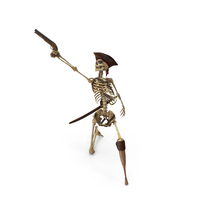 Worn Skeleton Pirate Aiming A Gun Upwards PNG & PSD Images