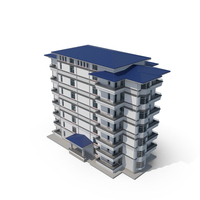 Residential Building White Blue Roof PNG & PSD Images