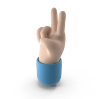 Cartoon Number Two Hand Gesture PNG & PSD Images