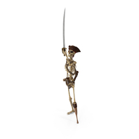 Worn Skeleton Pirate Holding A Sword Up High PNG & PSD Images